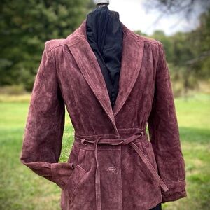 Women's Foxmoor Suede vintage maroon Belted Jacket